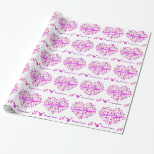 Papier Cadeau Bouquet de coeur personnalisé nom de fille emballa