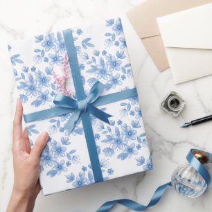 Papier Cadeau Bouquet de couleur bleu Motif