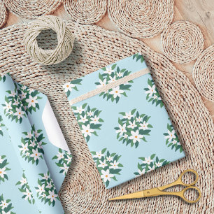 Papier Cadeau Bouquet de fleurs de jasmin blanc floral sur fond