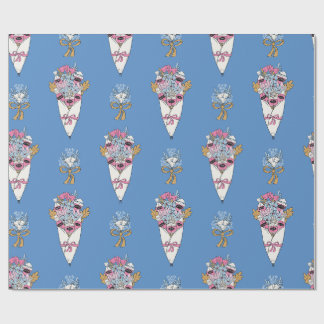 Papier Cadeau Bouquet de fleurs et de parfum en bundle sur fond 