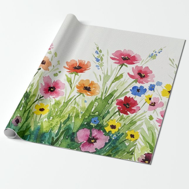 Papier Cadeau Bouquet de fleurs sauvages (Déroulé)