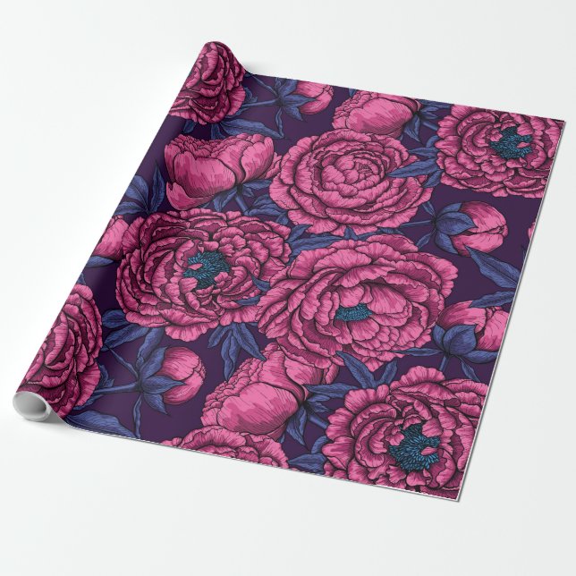 Papier Cadeau Bouquet de galets roses (Déroulé)