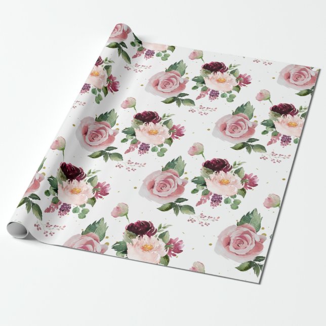 Papier Cadeau Bouquet de roses (Déroulé)