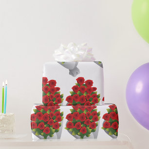 Papier Cadeau Bouquet De Roses Rouges