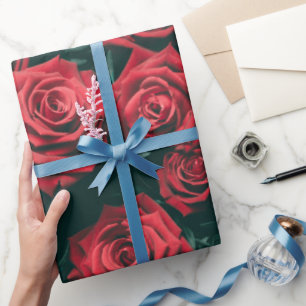 Papier Cadeau Bouquet de roses rouges