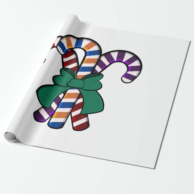 Papier Cadeau Bouquet de sucres de canne - ruban vert (Déroulé)