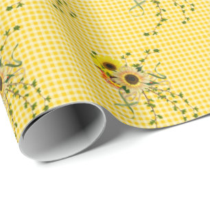 Papier Cadeau bouquet de tournesol sur le guingan