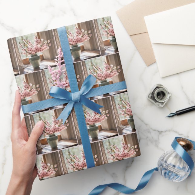 Papier Cadeau Bouquet en fleurs de cerisier rose (Cadeaux)