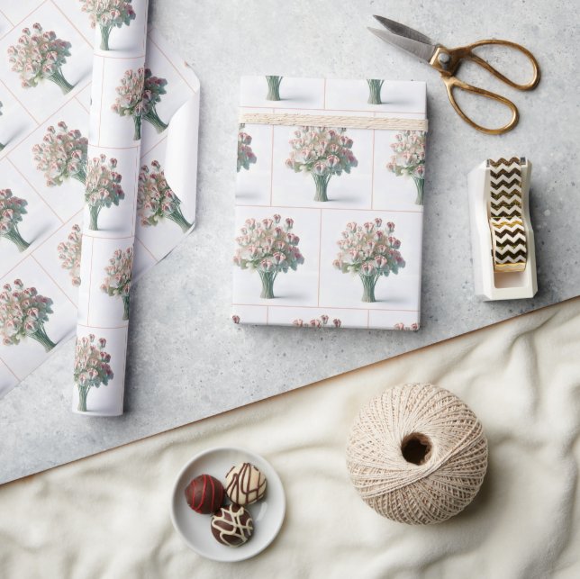Papier Cadeau Bouquet Fleur Avec Pieds Bébé Rose (Artisanat)