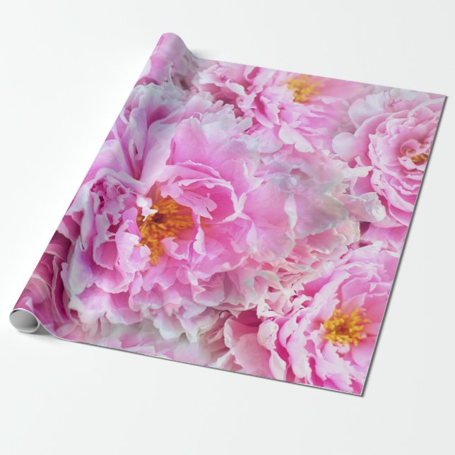 Papier Cadeau Bouquet floral d'été Pink Peony (Déroulé)