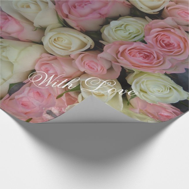Papier Cadeau Bouquet Motif rose blanc Roses (Coin)