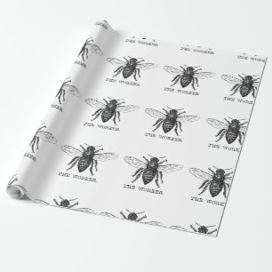 Papier Cadeau Bourdon noir ouvrier abeille à miel
