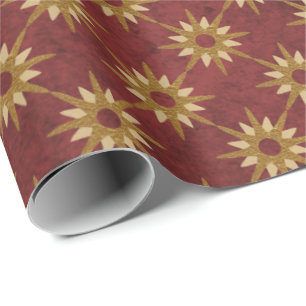 Papier Cadeau Bourgogne avec Motif Gold Stars