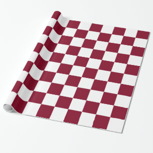 Papier Cadeau Bourgogne Blanc XL Motif Damier
