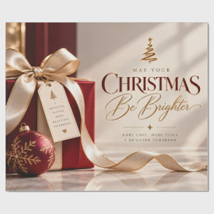 Papier Cadeau Bourgogne doré Noël plus lumineux