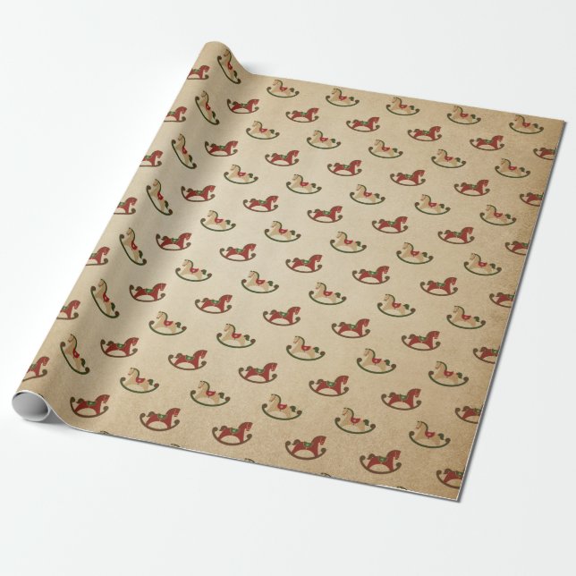 Papier Cadeau Bourgogne et Kraft Noël Rétro (Déroulé)