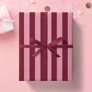 Papier Cadeau Bourgogne Et Rayure Rose Motif Gras Rouge Cerise