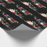 Papier Cadeau Bourgogne Floral Élégant Joli Aquarelle<br><div class="desc">Joli,  élégant,  aquarelle florale bourgogne sur fond noir pour de nombreuses occasions. Si joli.</div>