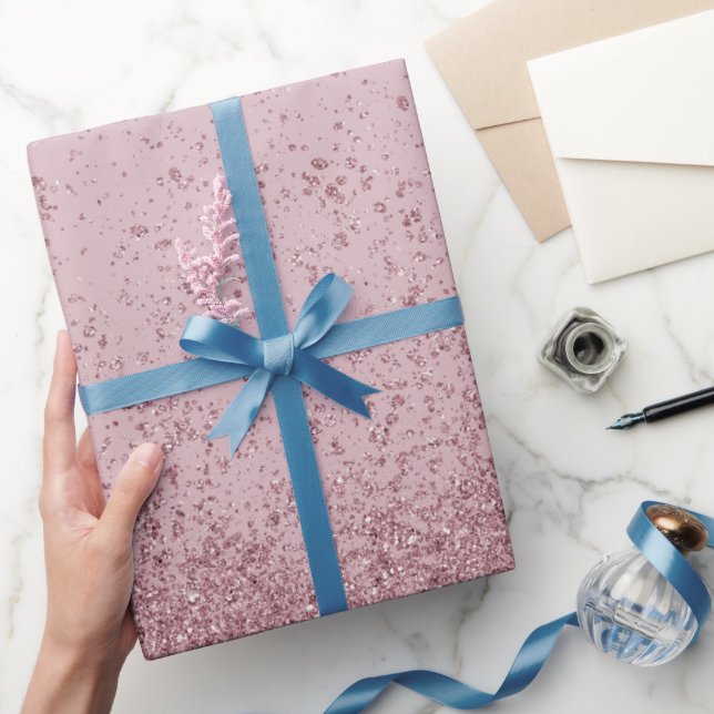 Papier Cadeau Bourgogne Rose Faux Pailleté  (Cadeaux)