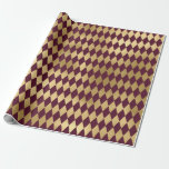 Papier Cadeau Bourgogne Rouge et Diamant Doré Vintage Paris<br><div class="desc">Papier d'emballage à motif de diamants bordeaux et or grunge vintage Paris.</div>
