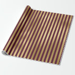 Papier Cadeau Bourgogne Rouge et Rayures Dorées Vintage<br><div class="desc">Papier d'emballage vintage grunge Paris rayures bourgogne et or.</div>