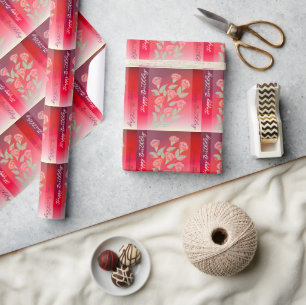 Papier Cadeau Bourgogne rouge et rose