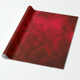 Papier Cadeau Bourgogne Rouge Noël Damassé Grunge