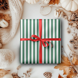 Papier Cadeau Bouteille Classique Vintage Vert et Rayures Blanch