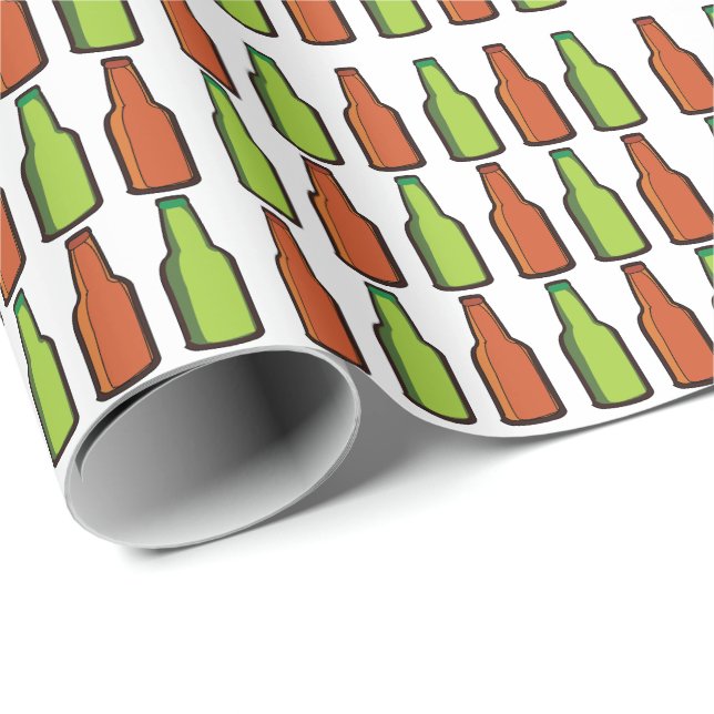 Papier Cadeau Bouteille de bière Boire Fête (Coin rond)