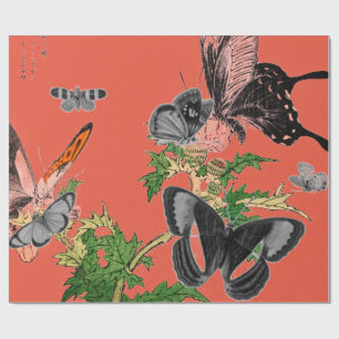 Papier Cadeau BOUTEILLES DE Papier ET JAPONAIS ROUGE