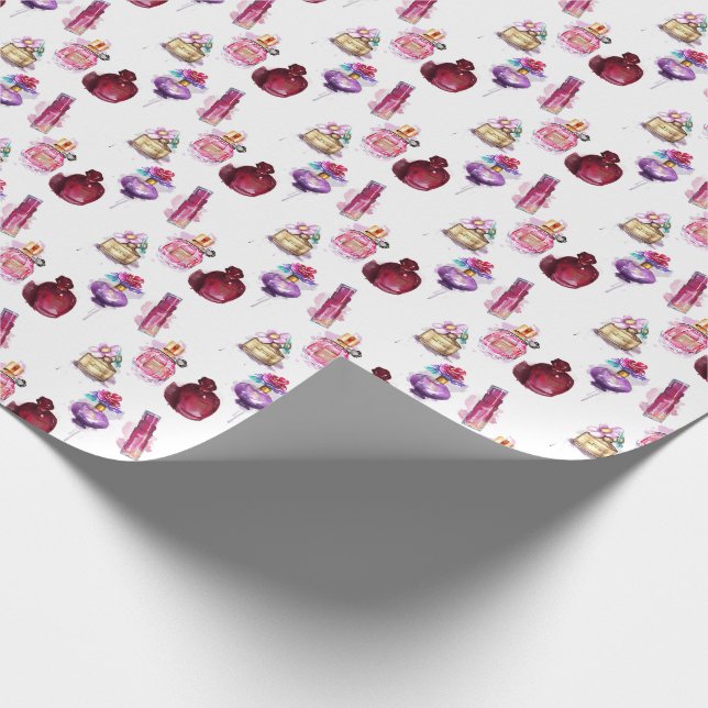 Papier Cadeau Bouteilles de parfum aquarelle (Coin)