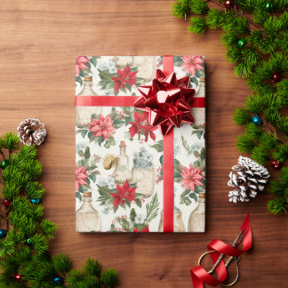 Papier Cadeau Bouteilles de parfum victoriennes florales de Noël