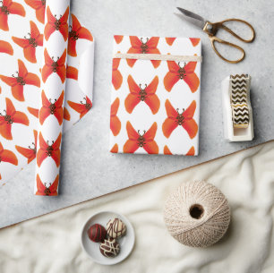 Papier Cadeau Bouteilles de Poppy Rouge orange avec votre nom