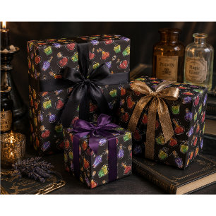 Papier Cadeau Bouteilles de potion magique de sorcière dessinées