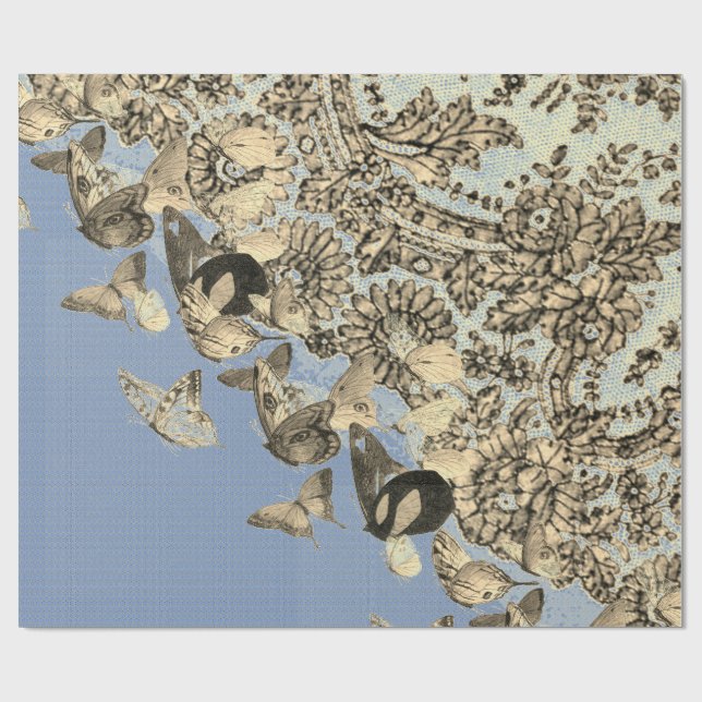 Papier Cadeau BOUTEILLES ET papier d'enveloppement BLEU CHANTILL (Plat)