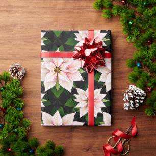 Papier Cadeau Boutique Holiday Blush Poinsettia Rollé Enveloppem