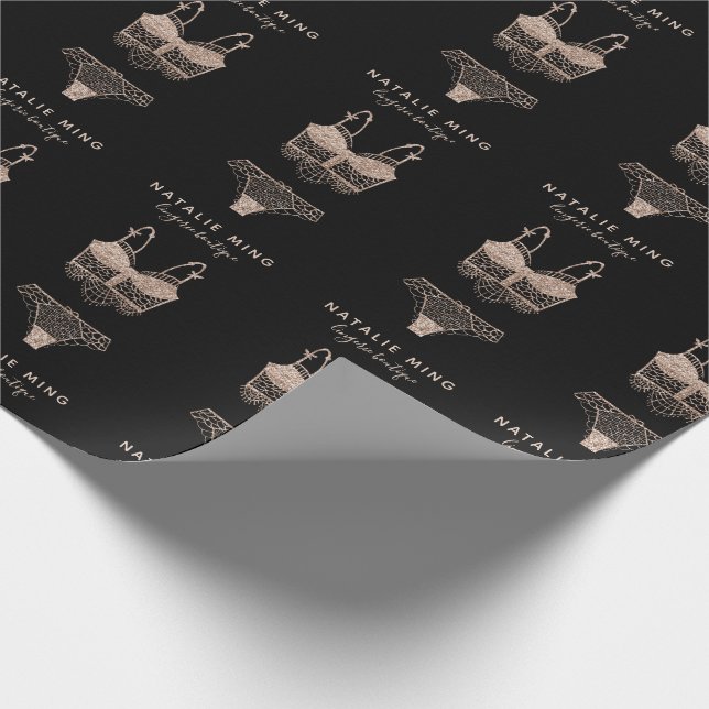 Papier Cadeau Boutique rose Gold Lingerie Logo Affaires (Coin)