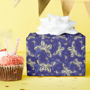 Papier Cadeau Bouton bleu et jaune mou Motif illustré