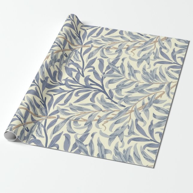 Papier Cadeau Bouton bleu saule (par William Morris) (Déroulé)