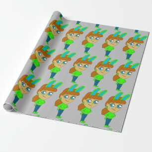 Papier Cadeau bouton chibi bunnygirl