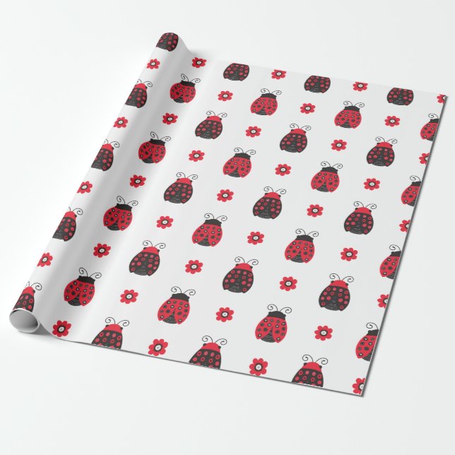 Papier Cadeau Bouton rouge mignon (Déroulé)