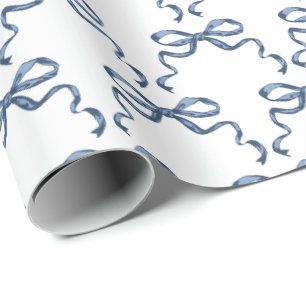 Papier Cadeau Boutons à ruban bleu tendance