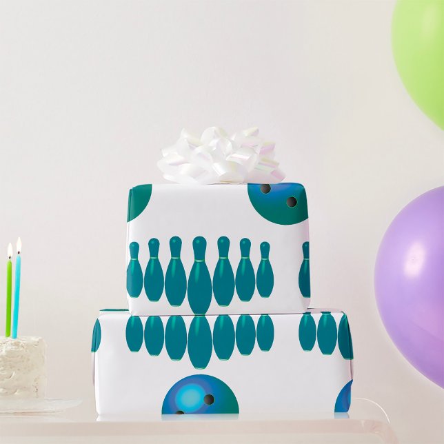 Papier Cadeau Bowling Ball et Pins Sports amusants (Créateur téléchargé)