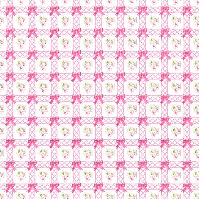 Papier Cadeau Bowling Mahjong Rose & Vert à l'aquarelle (Créateur téléchargé)