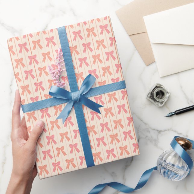 Papier Cadeau Bows et rubans rose pastel (Cadeaux)