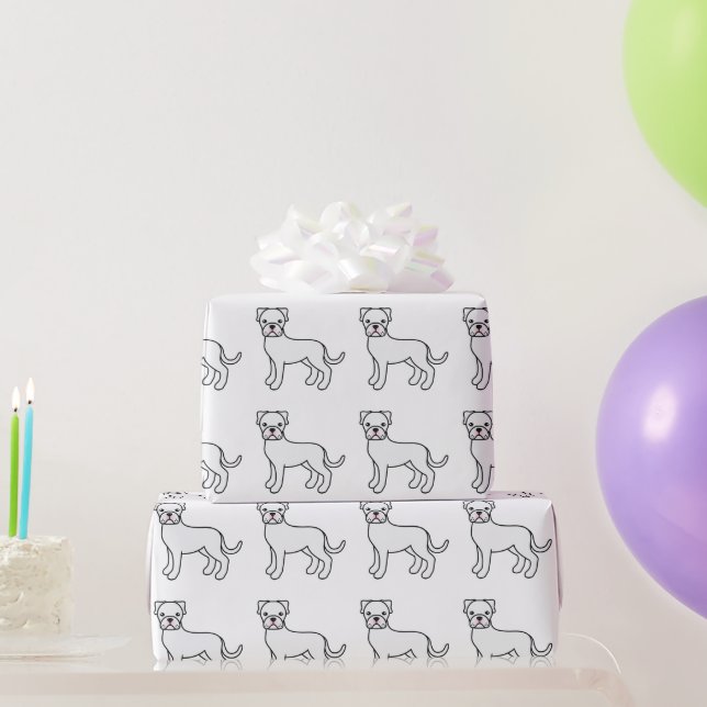 Papier Cadeau Boxe blanche mignonne Motif de dessin de chien (Cadeaux de fête)