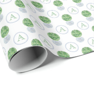 Papier Cadeau Boxe de Preppwood bleu Monogramme personnalisé