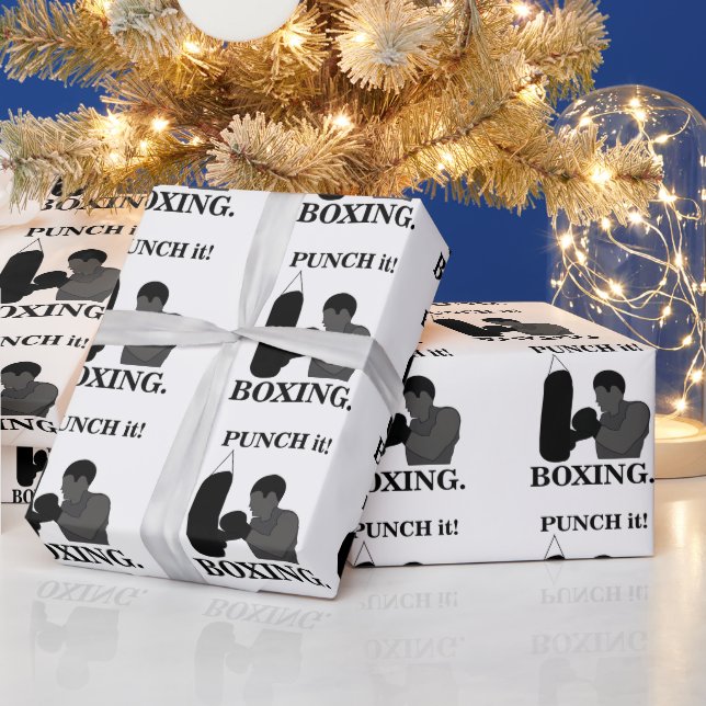 Papier Cadeau Boxe Sport Frappez Fort  (Vacances)