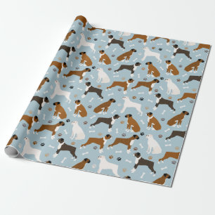 Papier Cadeau Boxer Chien Bones et pattes d'enveloppement papier
