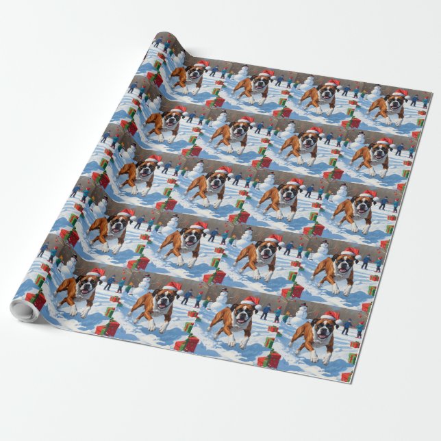 Papier Cadeau Boxer Christmas Festive Scène de neige (Déroulé)